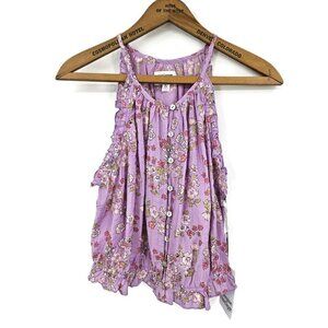 New Unique Vintage Floral Tank Top Women M 6-8 Dream Weaver Halter Blouse Purple